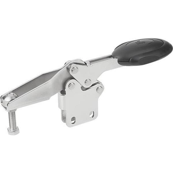 Kipp Horizontal Toggle Clamps w. Safety Lock, str. foot, adj. spindle, SS K0661.106100